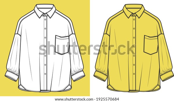 Shirt\
design. Woman tops shirt fashion flat\
illustration