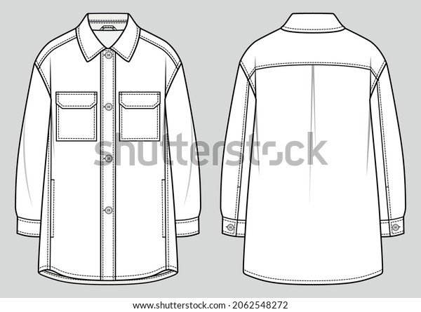 Shirt dress jacket. Fashion sketch. Flat\
technical drawing. Vector\
illustration.