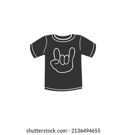 Shirt Fan Icon Silhouette Illustration. Textile Hand Finger Vector Graphic Pictogram Symbol Clip Art. Doodle Sketch Black Sign.