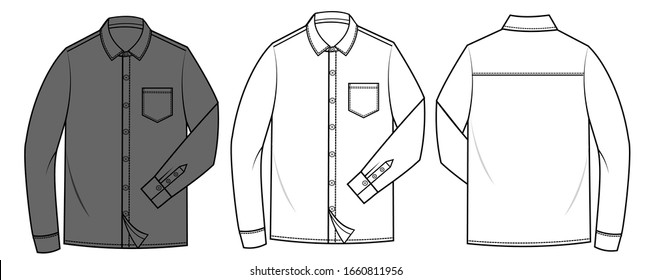 SHIRT FASHION FLAT SKETCH TEMPLATE