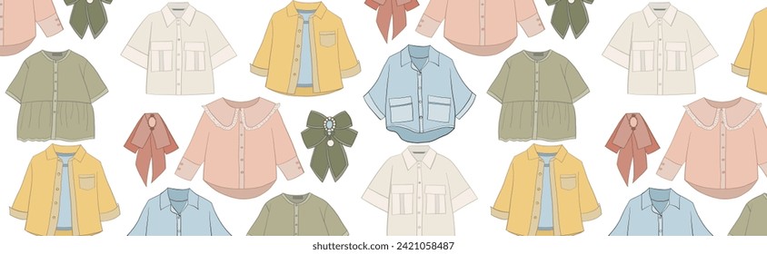 Shirt fashion seamstress pattern, vector illustrations