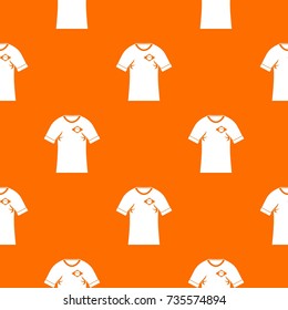 Shirt with the flag of Brazil sign pattern repeat seamless in orange color for any design. Vector geometric illustration