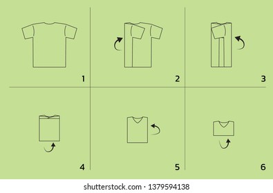 Shirt Folding Tutorial Sequence Cartoon Vector Illustration