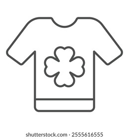 Shirt with a four leaf clover isometric icon, irish clothes concept. Vector graphics. Shirt with clover leaf sign on white background, outline style icon for mobile or web design