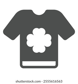 Shirt with a four leaf clover solid icon, irish clothes concept. Vector graphics. Shirt with clover leaf sign on white background, outline style icon for mobile or web design