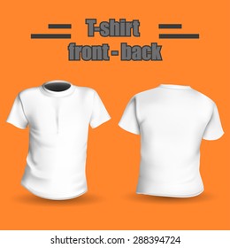 Shirt front and back on a orange background stylish vector illustration