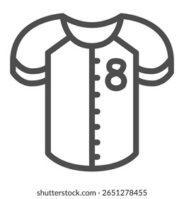 Shirt of game player line icon, baseball game concept. Vector graphics. Baseball shirt with number eight, sport clothes sign on white background, outline style icon of mobile or web design