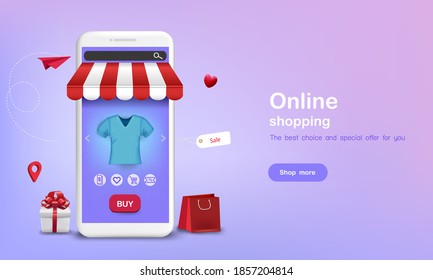 Shirt with gift and shopping bag  for online shopping