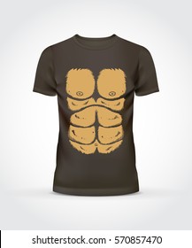 Shirt with Gorilla Chest Design. Vector Illustration