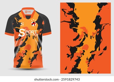 The shirt has a creative and interesting design. The shirt uses orange as the main color, along with black and gray, creating an attractive contrast.