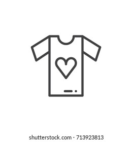 Shirt with heart icon vector, filled flat sign, solid pictogram isolated on white. Charity symbol, logo illustration