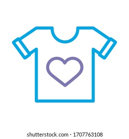 shirt with heart solidarity line style vector illustration design