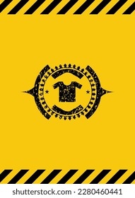 shirt icon black grunge emblem inside yellow warning sign. Vector Illustration. Detailed. 