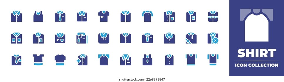 Shirt icon collection. Duotone color. Vector illustration. Containing shirt, sport shirt, tshirt, folded, laundry.