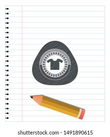 shirt icon emblem with pencil effect. Vector Illustration. Detailed.