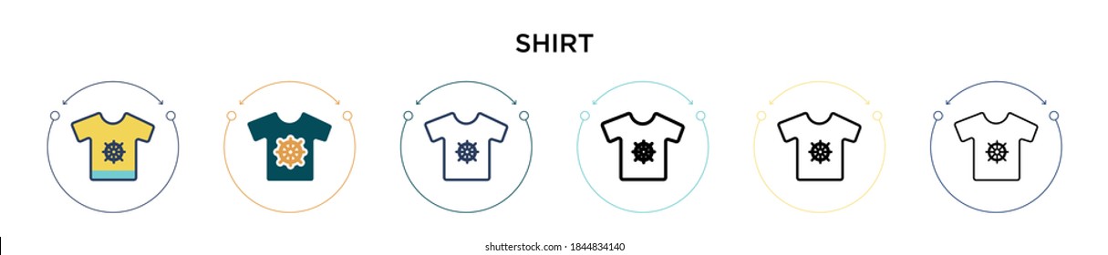 Shirt icon in filled, thin line, outline and stroke style. Vector illustration of two colored and black shirt vector icons designs can be used for mobile, ui, web