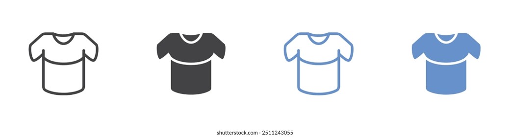 Shirt icon Flat set in black and white color