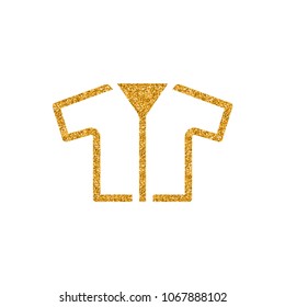 Shirt icon in gold glitter texture. Sparkle luxury style vector illustration.