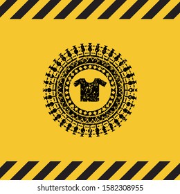 shirt icon grunge warning sign emblem. Vector Illustration. Detailed.