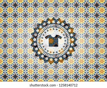 shirt icon inside arabesque badge. arabic decoration.
