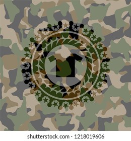 shirt icon inside camouflaged emblem