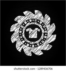 shirt icon inside chalkboard emblem