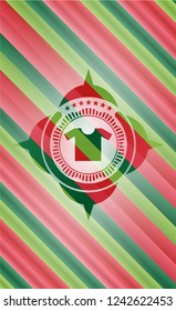 shirt icon inside christmas style emblem.