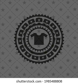 shirt icon inside dark emblem. 