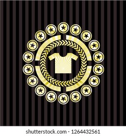 shirt icon inside gold badge or emblem