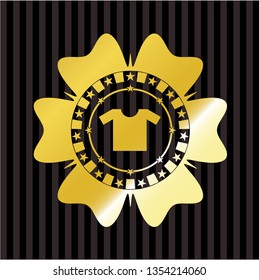 shirt icon inside gold emblem or badge