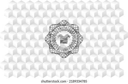 icono de camisa dentro de la placa gris con fondo blanco cubo geométrico. 