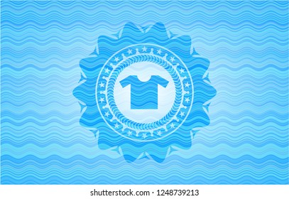 shirt icon inside light blue water badge background.