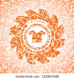 shirt icon inside orange mosaic emblem