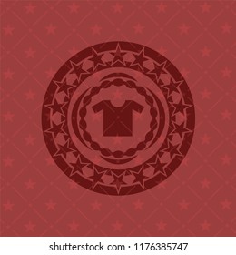 shirt icon inside red emblem. Vintage.