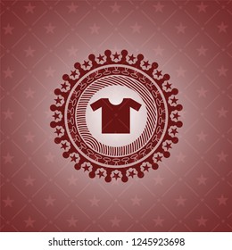 shirt icon inside red icon or emblem