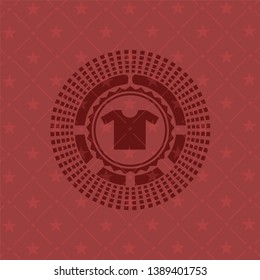 shirt icon inside red icon or emblem