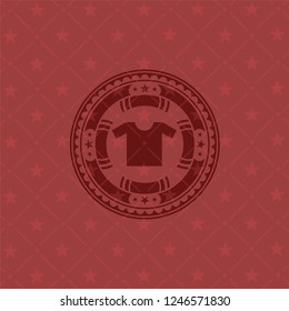 shirt icon inside retro style red emblem