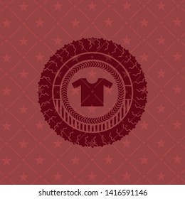 shirt icon inside retro style red emblem