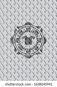 shirt icon inside silver color badge. Scales pattern. Vector Illustration. Detailed.