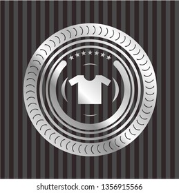 shirt icon inside silver shiny badge