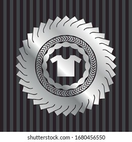 shirt icon inside silver shiny emblem