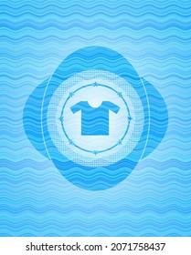 shirt icon inside water representation badge. 