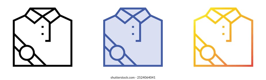 ícone da camisa. Design de estilo linear, preenchimento azul e gradiente isolado em plano de fundo branco