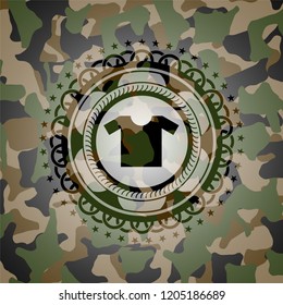 shirt icon on camo texture