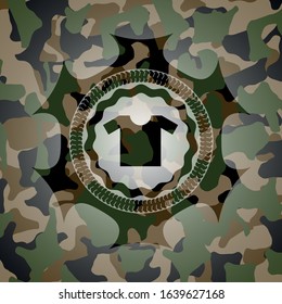 shirt icon on camo texture