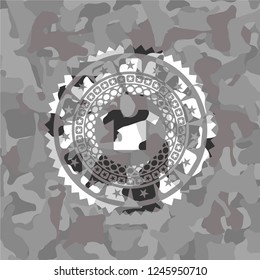 shirt icon on grey camouflage pattern