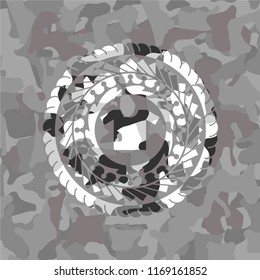shirt icon on grey camouflaged pattern