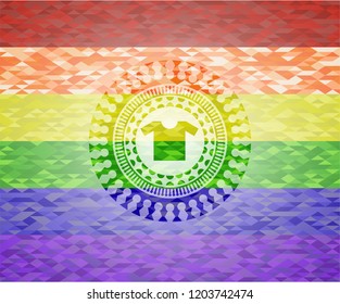 shirt icon on mosaic background with the colors of the LGBT flag