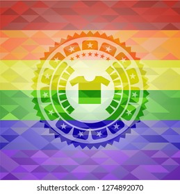 shirt icon on mosaic background with the colors of the LGBT flag