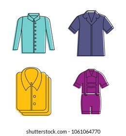 Shirt icon set. Color outline set of shirt vector icons for web design isolated on white background
